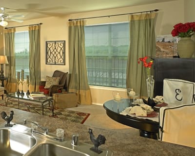A well-decorated common area with stylish furniture