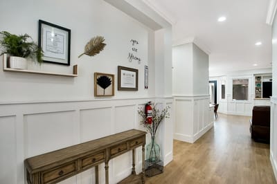 Interior view of a hallway with decor