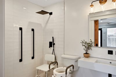 Accessible bathroom with safety features