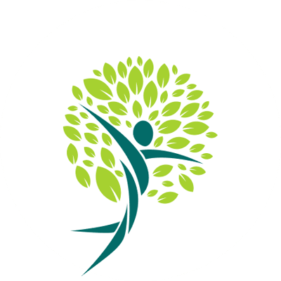 Abstract logo featuring a tree and a person