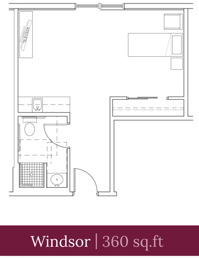 Architectural floor plan of a resident unit