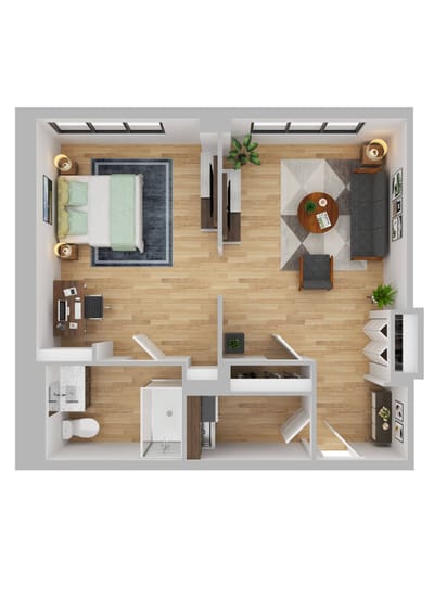 Brandywine The Savoy, assisted living in Queens, NY — Floor plan of a one-bedroom apartment layout