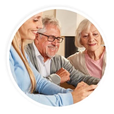 Residents and staff engaging together in a social activity