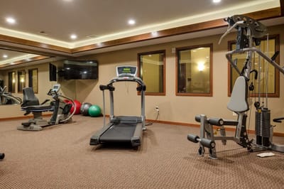 Interior view of a fitness area with exercise equipment