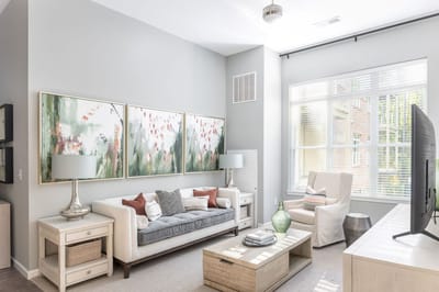 Bright interior common area with comfortable seating