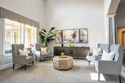 Cozy interior common area with seating and decor