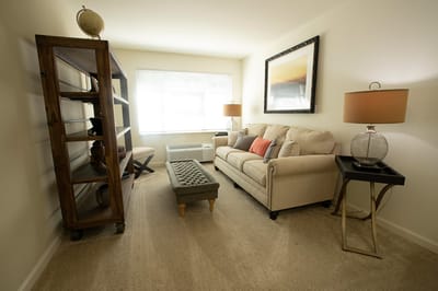 Cozy and welcoming living area in a resident room
