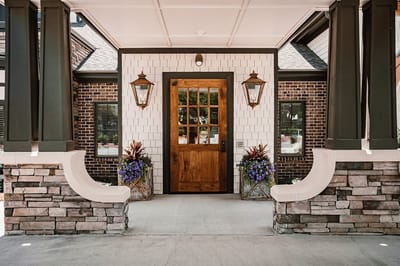 Entrance of Aiken Memory Care facility with decorative features