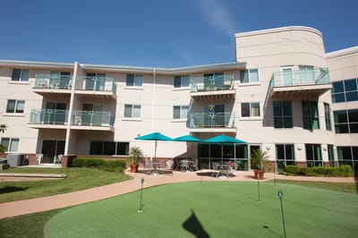 Exterior view of the building with outdoor space