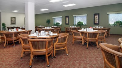 Interior dining room set up with tables