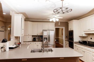 Bright, spacious kitchen in a senior living facility