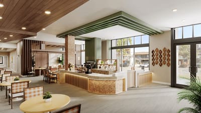 Bright interior of a common area with modern decor