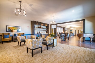 Bright and modern common area with seating