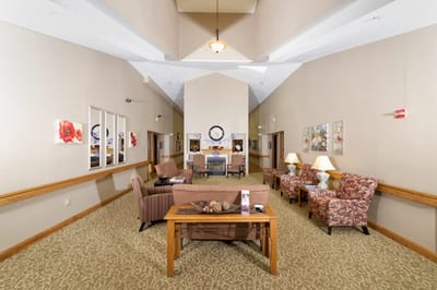 Bright common area with comfortable seating