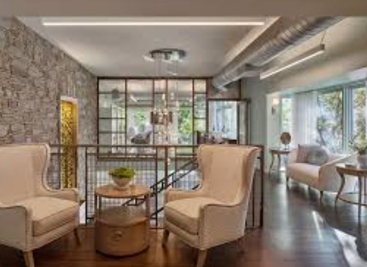 Stylish common area with chairs and natural light