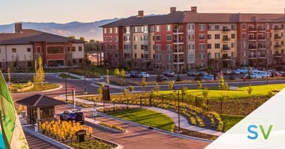 Aerial view of Summit Vista facility and landscaped entrance