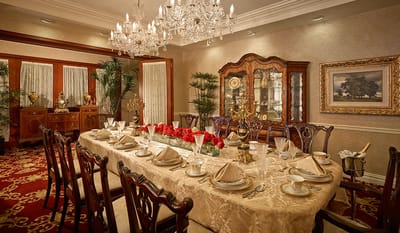 Elegant dining room set for a meal