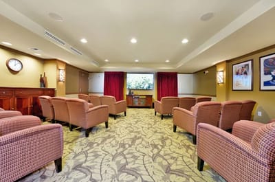 Interior view of a common area with seating