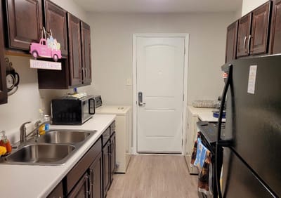 Interior view of a kitchenette in a resident's unit