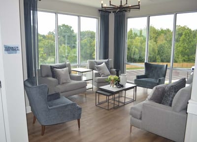 Common area with seating and large windows