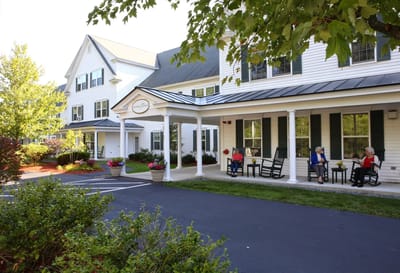 Residents enjoying the outdoor space at the facility