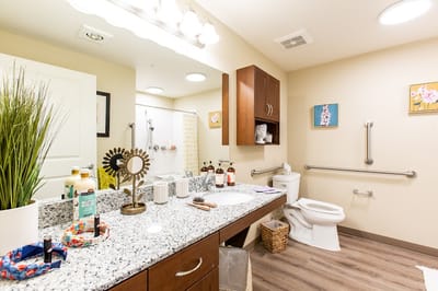 Clean and modern bathroom with natural light