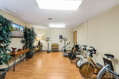 Interior gym area with exercise equipment