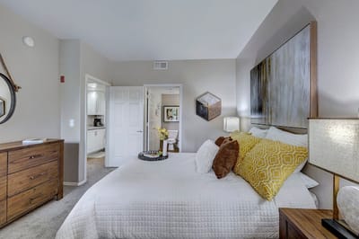 Cozy resident bedroom with natural light