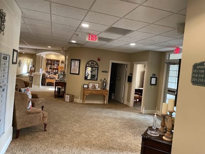 A cozy interior hallway of the retirement community