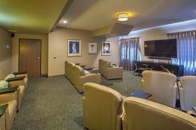Interior of a cozy lounge area with seating