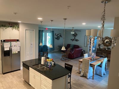Bright and inviting common area in an assisted living facility