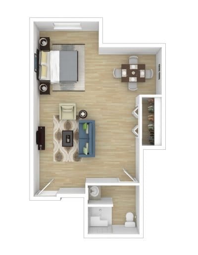 Floor plan of a resident room layout