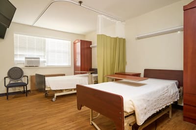 A double-occupancy resident room in a nursing home