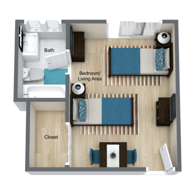 Floor plan of a private resident room