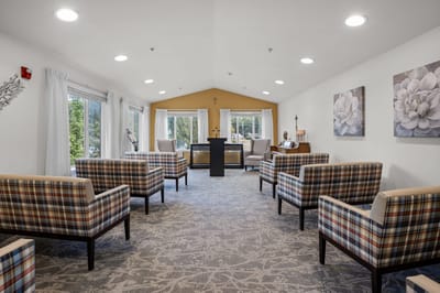 Bright common area with comfortable seating