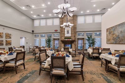Bright dining room set for meal service