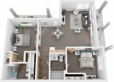 Architectural floor plan of a resident unit layout