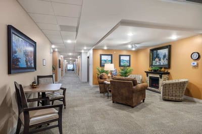 Interior common area with seating and artwork