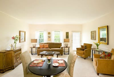 Bright living room layout with tasteful decor