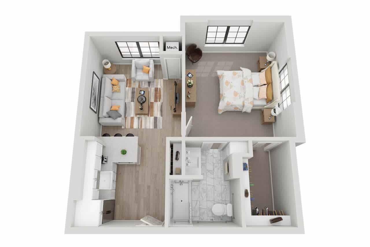 A floor plan of a private resident room