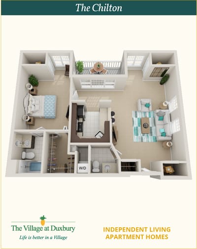 Architectural floor plan of a resident apartment