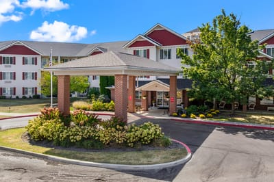 Entrance of Rittenhouse Village Gahanna with landscaping