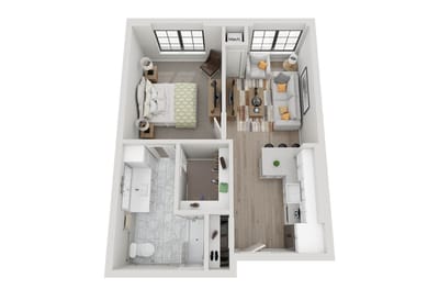 Floor plan of a one-bedroom apartment