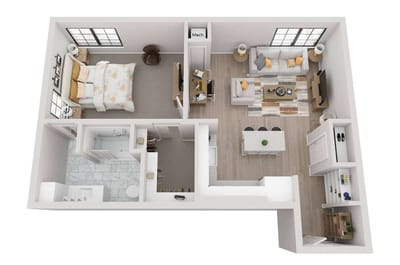 Architectural floor plan of a resident unit