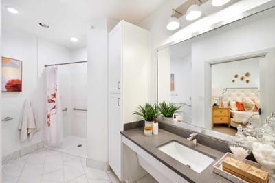 Stylish bathroom in a senior living facility