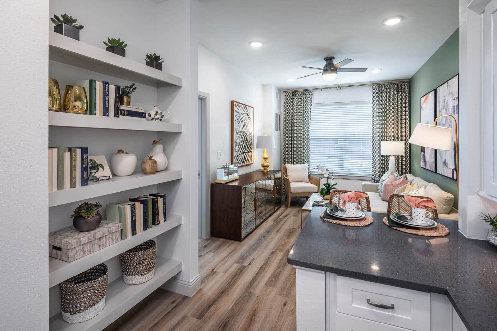 A bright and modern interior of a living space