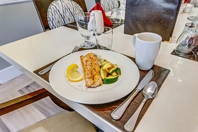 A beautifully plated meal served in dining area