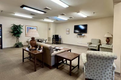 Cozy common area with seating and decor