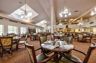 Dining room with tables set for a meal