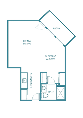 Architectural floor plan of a resident unit